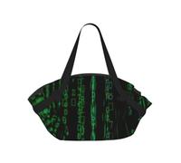 ENGhjes Hacker Era Printed Round Mat Folds Into Handbag, Snap Closure 94cm Blanket Tote for Picnic Camping Gift