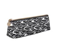 ENGhjes Halloween Bats Grey Printing Leather Pencil Case Cute Zipper Pencil Pouch Stationery Bag for Boys Girls Back to School Gifts