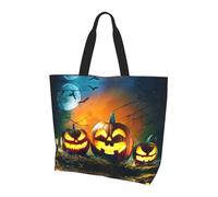 ENGhjes Halloween Pumpkin Printed Women'S Shoulder Bag, Casual Tote Bag For Women Reusable Handbag For Work Gym Shopping