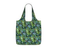 ENGhjes Hand painted blue dragonfly Printed Lightweight Foldable Tote Bag, Reusable Shopping Bag 25L for Daily Commute and Travel