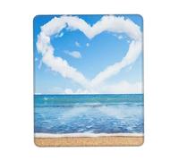 ENGhjes Heart Shape Romantic Beach Large Gaming Mouse Pad With Stitched Edges, Durable Non-Slip Natural Rubber Base