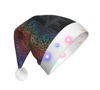 ENGhjes Holographic Dreams Santa Hats, Light Up Christmas Hat, Velvet Santa Claus Hat With Led Lights, For Adult