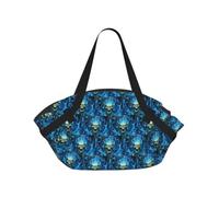 ENGhjes horror ghost skull Printed Round Mat Folds Into Handbag, Snap Closure 94cm Blanket Tote for Picnic Camping Gift