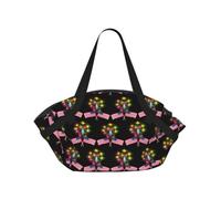 ENGhjes Independence Day America Flag Fireworks Printed Round Mat Folds Into Handbag, Snap Closure 94cm Blanket Tote for Picnic Camping Gift