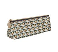 ENGhjes Lazy Dog Puppy Printing Leather Pencil Case Cute Zipper Pencil Pouch Stationery Bag for Boys Girls Back to School Gifts