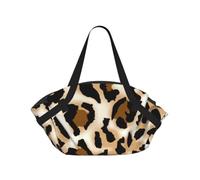 ENGhjes Leopard Printed Round Mat Folds Into Handbag, Snap Closure 94cm Blanket Tote for Picnic Camping Gift