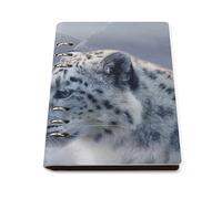 ENGhjes Majestic Silver Snow Leopard A5 Notebook Refillable Writing Journal, Lays Flat 180° for Meeting Notes, Daily Planner