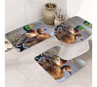 ENGhjes Mallard Duck Printing Non Slip Bathroom Rugs Set,Rug For Master Bathroom, Soft Water Absorbent Mats,Three Shape'S Mats