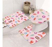 ENGhjes Many Colored Ice Cream Printing Non Slip Bathroom Rugs Set,Rug For Master Bathroom, Soft Water Absorbent Mats,Three Shape'S Mats