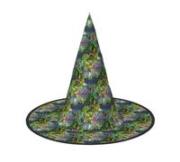ENGhjes Many Frogs Sing On The Branches Summer Butterflies Lake Water Printing Halloween Hat Soft Oxford Cloth For Carnivals Foldable Space Saving Design
