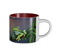 ENGhjes Many Frogs Sing On The Branches Summer Butterflies Lake Water Printing Large-Capacity Ceramic Mugs Functional Cups for Home Office Sleek Design Comfort Grip Handle