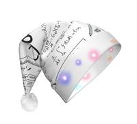 ENGhjes Math Geometry Geek Calculus Santa Hats, Light Up Christmas Hat, Velvet Santa Claus Hat With Led Lights, For Adult