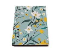 ENGhjes Mint Yellow Flower A5 Notebook Refillable Writing Journal, Lays Flat 180° for Meeting Notes, Daily Planner