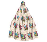 ENGhjes Music Graffiti Style Printing Cosplay Hooded Cloak Adult Halloween 57.8 Inches Long Theme Parties