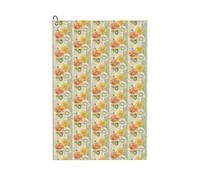 ENGhjes Pastel Poppies Printing Golf Towel 24" X 16" With Carabiner Clip Towel Gift The Convenient Cleaning