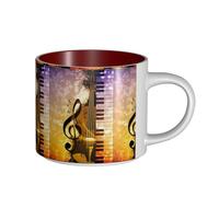 ENGhjes Piano Violin Music Notes Printing Large-Capacity Ceramic Mugs Functional Cups for Home Office Sleek Design Comfort Grip Handle