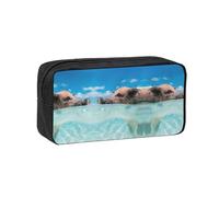 ENGhjes Pig Swim Bathe Printed Multi-Use Pencil Bag, Oxford Fabric Pouch for Stationery Travel Cables and Cosmetics