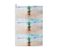 ENGhjes Pineapple By The Sea Printing Golf Towel 24" X 16" With Carabiner Clip Towel Gift The Convenient Cleaning