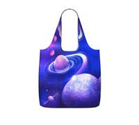ENGhjes Planet Printed Lightweight Foldable Tote Bag, Reusable Shopping Bag 25L for Daily Commute and Travel