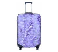 ENGhjes Purple Lavender Colored Flowers Printing Large Luggage Cover, Protective Washable Suitcase Cover with Concealed Zipper Fits 18 to 32 Inch