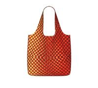 ENGhjes red fish scale Printed Lightweight Foldable Tote Bag, Reusable Shopping Bag 25L for Daily Commute and Travel