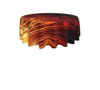 ENGhjes Red Flame Music Note Print Round Tablecloth 60in Washable Stainproof Polyester Cloth for Kitchen Idea