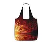 ENGhjes Red Flame Music Note Printed Lightweight Foldable Tote Bag, Reusable Shopping Bag 25L for Daily Commute and Travel