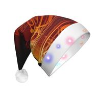 ENGhjes Red Flame Music Note Santa Hats, Light Up Christmas Hat, Velvet Santa Claus Hat With Led Lights, For Adult