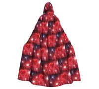 ENGhjes Red Hearts Fireworks Printing Cosplay Hooded Cloak Adult Halloween 57.8 Inches Long Theme Parties