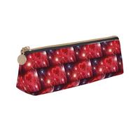 ENGhjes Red Hearts Fireworks Printing Leather Pencil Case Cute Zipper Pencil Pouch Stationery Bag for Boys Girls Back to School Gifts