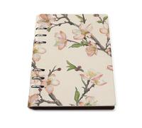 ENGhjes Retro Blush Cherry Blossoms A5 Notebook Refillable Writing Journal, Lays Flat 180° for Meeting Notes, Daily Planner