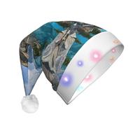 ENGhjes Rocky Mountains Santa Hats, Light Up Christmas Hat, Velvet Santa Claus Hat With Led Lights, For Adult