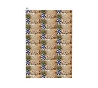 ENGhjes Sand Beach Palm Tree Printing Golf Towel 24" X 16" With Carabiner Clip Towel Gift The Convenient Cleaning