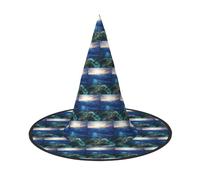 ENGhjes Sea Turtle Floating Up And Over Coral Printing Halloween Hat Soft Oxford Cloth For Carnivals Foldable Space Saving Design