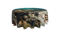 ENGhjes Sea Turtle Print Round Tablecloth 60in Washable Stainproof Polyester Cloth for Kitchen Idea