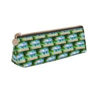 ENGhjes Seaside Boat Coconut Leaves Printing Leather Pencil Case Cute Zipper Pencil Pouch Stationery Bag for Boys Girls Back to School Gifts