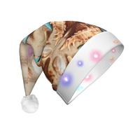 ENGhjes Shells On The Beach Santa Hats, Light Up Christmas Hat, Velvet Santa Claus Hat With Led Lights, For Adult