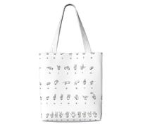 ENGhjes Sign Language Alphabet Polyester Canvas Tote Bag Reusable Soft Grocery Cloth Bag Shoulder Bag For Beach Travel Shopping