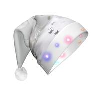 ENGhjes Snowman Stars And Snowflakes Santa Hats, Light Up Christmas Hat, Velvet Santa Claus Hat With Led Lights, For Adult