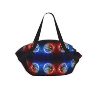 ENGhjes Space Planet Earth Printed Round Mat Folds Into Handbag, Snap Closure 94cm Blanket Tote for Picnic Camping Gift