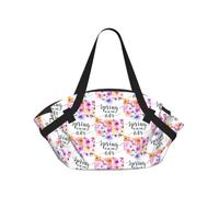 ENGhjes Spring is in The Air Printed Round Mat Folds Into Handbag, Snap Closure 94cm Blanket Tote for Picnic Camping Gift
