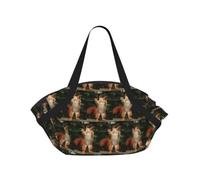 ENGhjes Squirrel Funny Animal Printed Round Mat Folds Into Handbag, Snap Closure 94cm Blanket Tote for Picnic Camping Gift