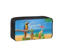 ENGhjes Summer Parrot Pineapple Bird Printed Multi-Use Pencil Bag, Oxford Fabric Pouch for Stationery Travel Cables and Cosmetics