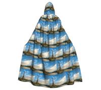 ENGhjes Sunset Over Eiffel Tower And Seine River Paris Printing Cosplay Hooded Cloak Adult Halloween 57.8 Inches Long Theme Parties