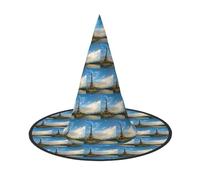 ENGhjes Sunset Over Eiffel Tower And Seine River Paris Printing Halloween Hat Soft Oxford Cloth For Carnivals Foldable Space Saving Design