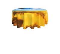 ENGhjes Sunset Palm Print Round Tablecloth 60in Washable Stainproof Polyester Cloth for Kitchen Idea