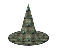 ENGhjes The Peacock Printing Halloween Hat Soft Oxford Cloth For Carnivals Foldable Space Saving Design