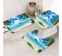 ENGhjes The Sea Printing Non Slip Bathroom Rugs Set,Rug For Master Bathroom, Soft Water Absorbent Mats,Three Shape'S Mats