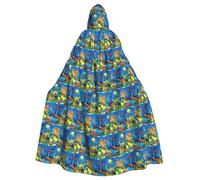 ENGhjes The Underwater World Tropical Fish Printing Cosplay Hooded Cloak Adult Halloween 57.8 Inches Long Theme Parties