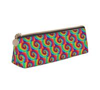 ENGhjes Tie Dye Hippies Printing Leather Pencil Case Cute Zipper Pencil Pouch Stationery Bag for Boys Girls Back to School Gifts